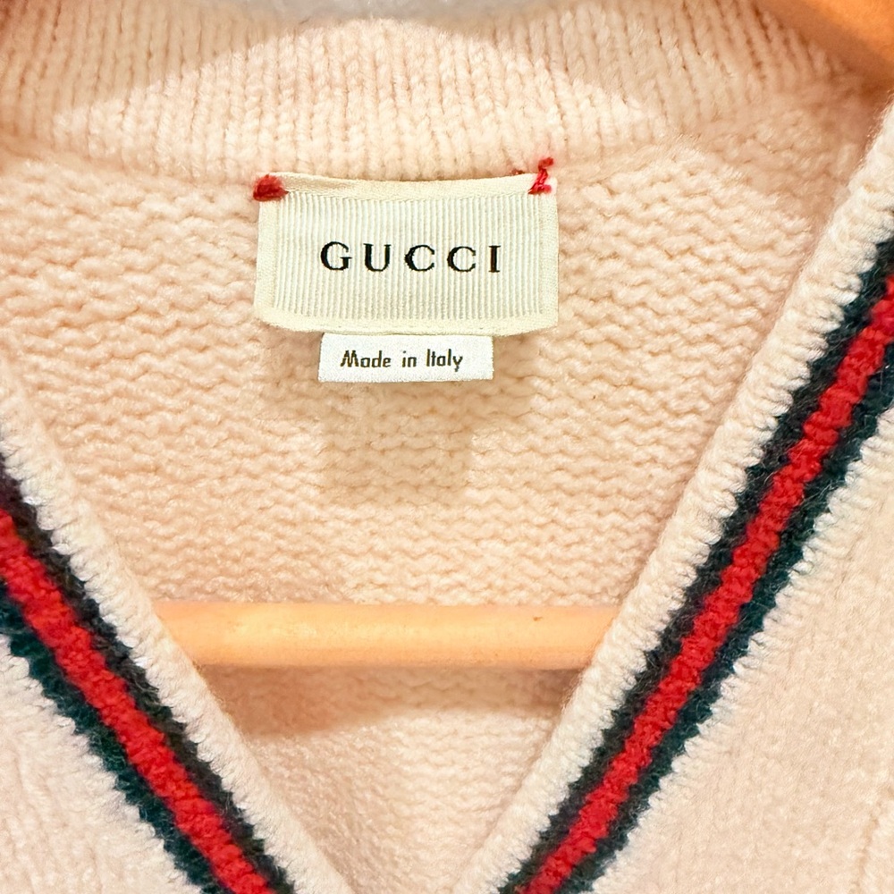 Gucci Cream Cardigan with Red and Green Stripes - Picture 2 of 3